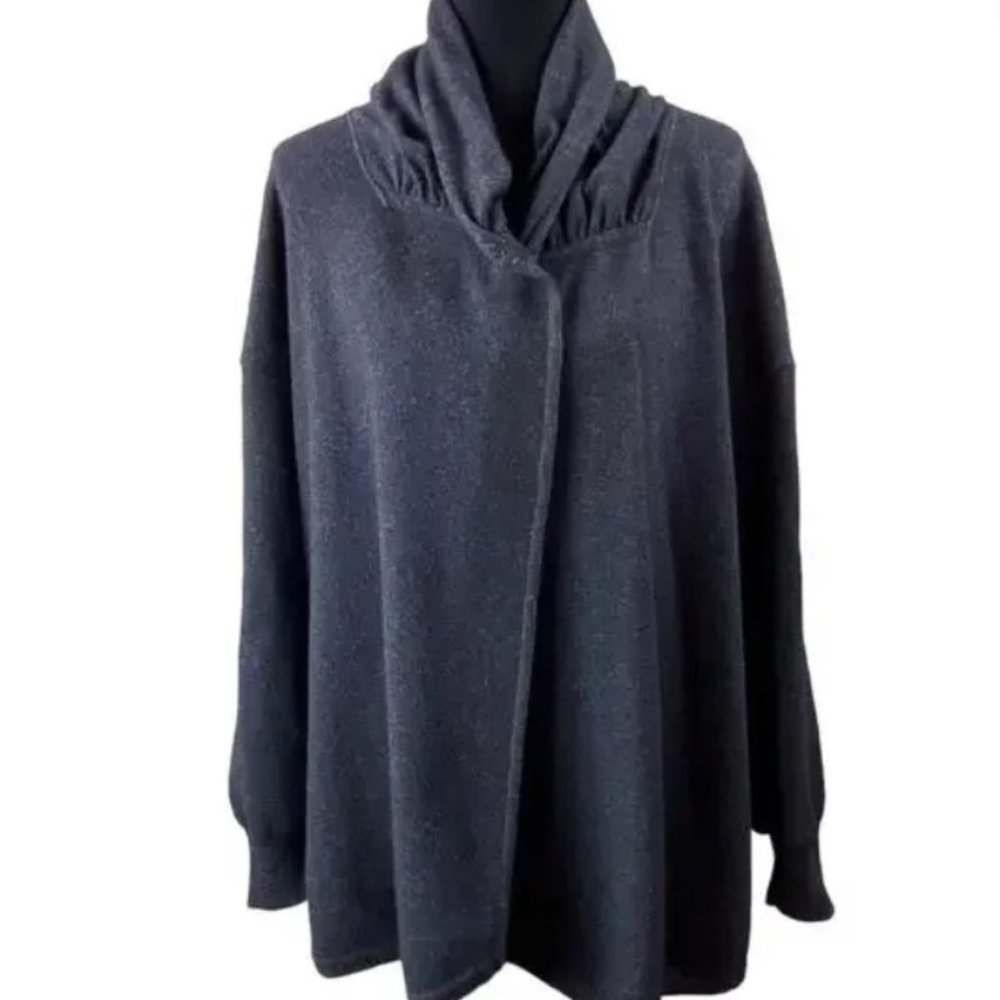 Gispa Wool Open Cardigan Sweater Size 14 Charcoal Gray